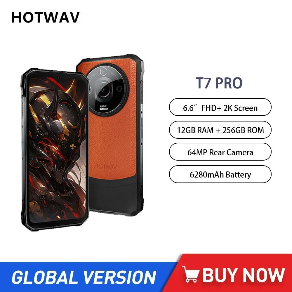 HOTWAV T7 Pro Ultra-Thin Rugged 4G Smartphones 6.6Inch FHD+ Octa Core 6GB+256GB Android 13 Mobile Phone 64MP 6280mAh Battery NFC