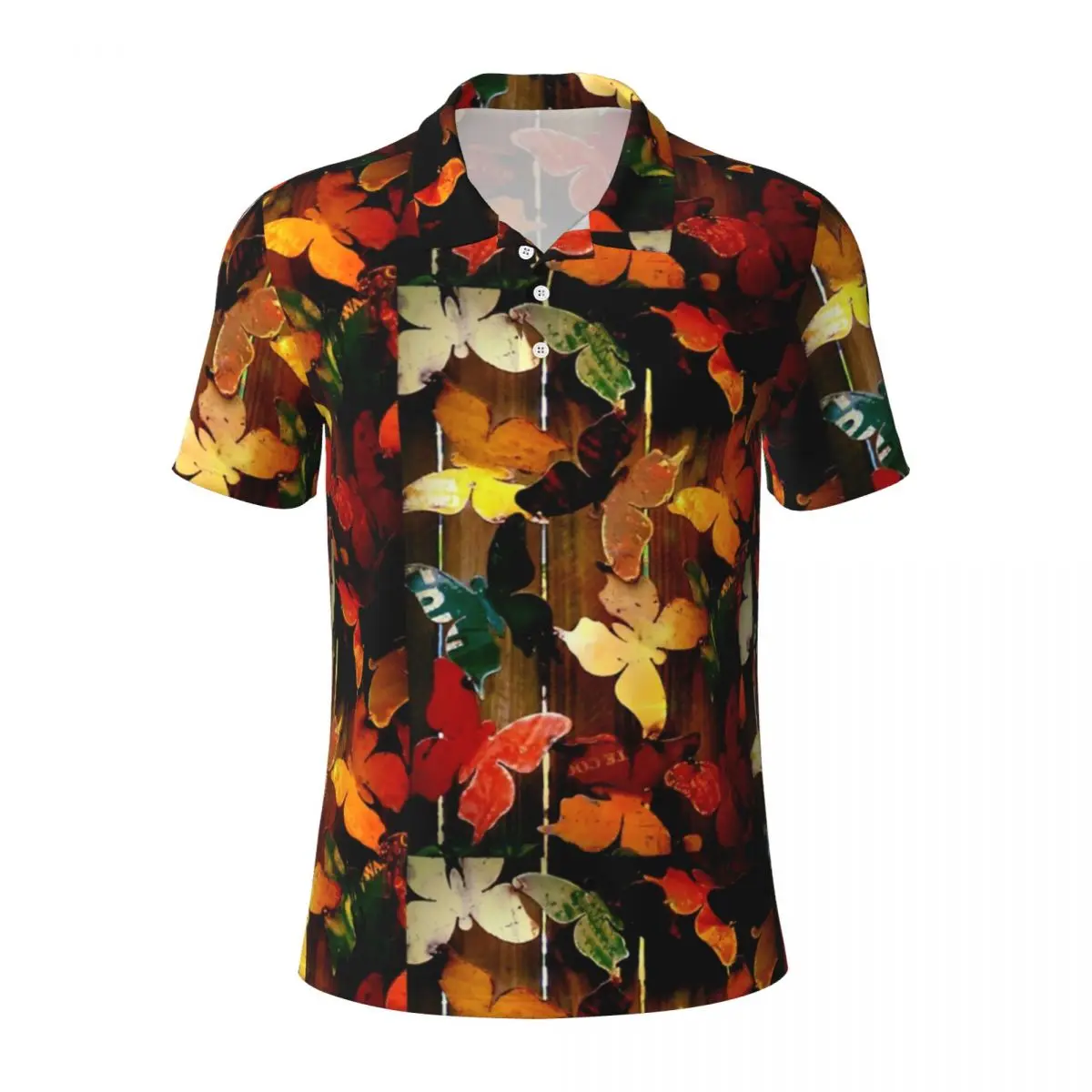 Butterfly Art Polo Shirt Men Colorful Butterflies Print Casual Shirt Daily Vintage Collar T-Shirts Design Oversized Clothing