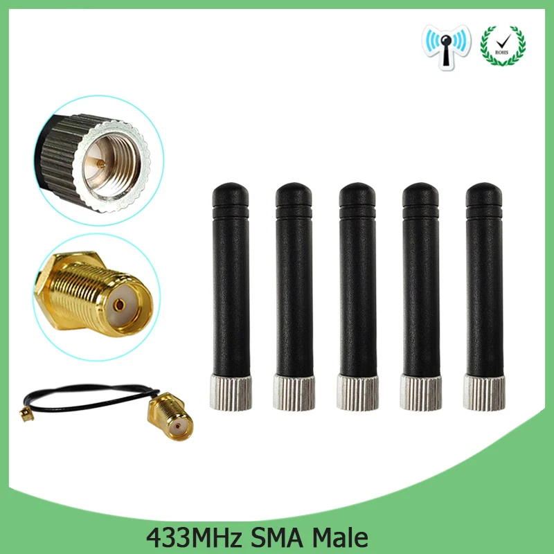 GWS 433mhz antenna 3dbi sma male lora antene nickel iot module lorawan antene ipex 1 SMA female pigtail Extension Cable