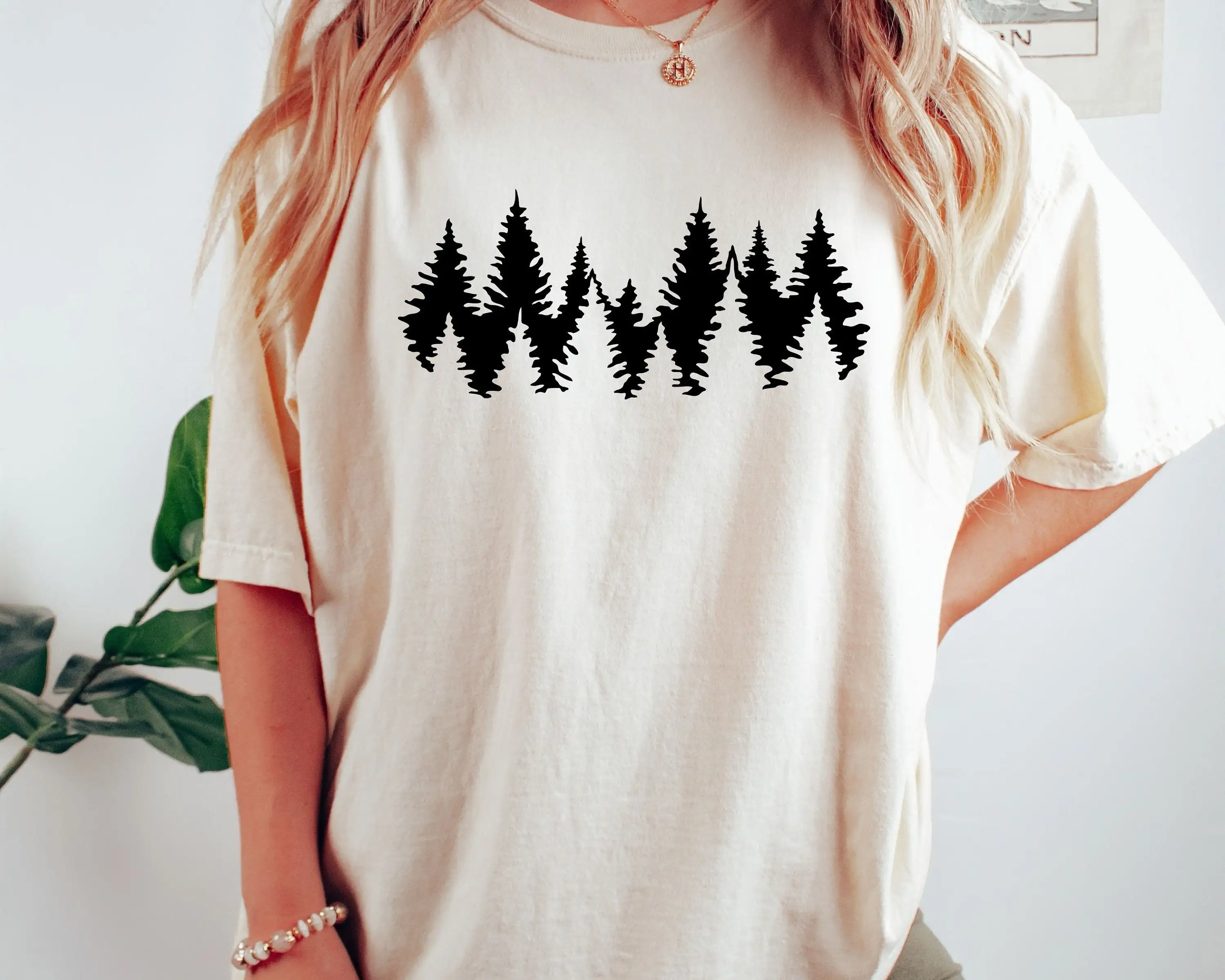 Pine Tree T Shirt Evergreen Trees ForesT for Nature Lover Camping Hiking Silhouette