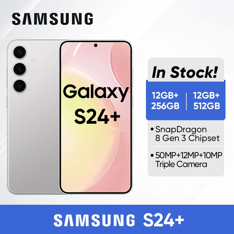 Original New Samsung S24+ 5G Smartphone Snapdragon 8 Gen 3 4900mAh Battery 45W Charge 6.7" 120Hz QHD+ Dynamic AMOLED 2X NFC