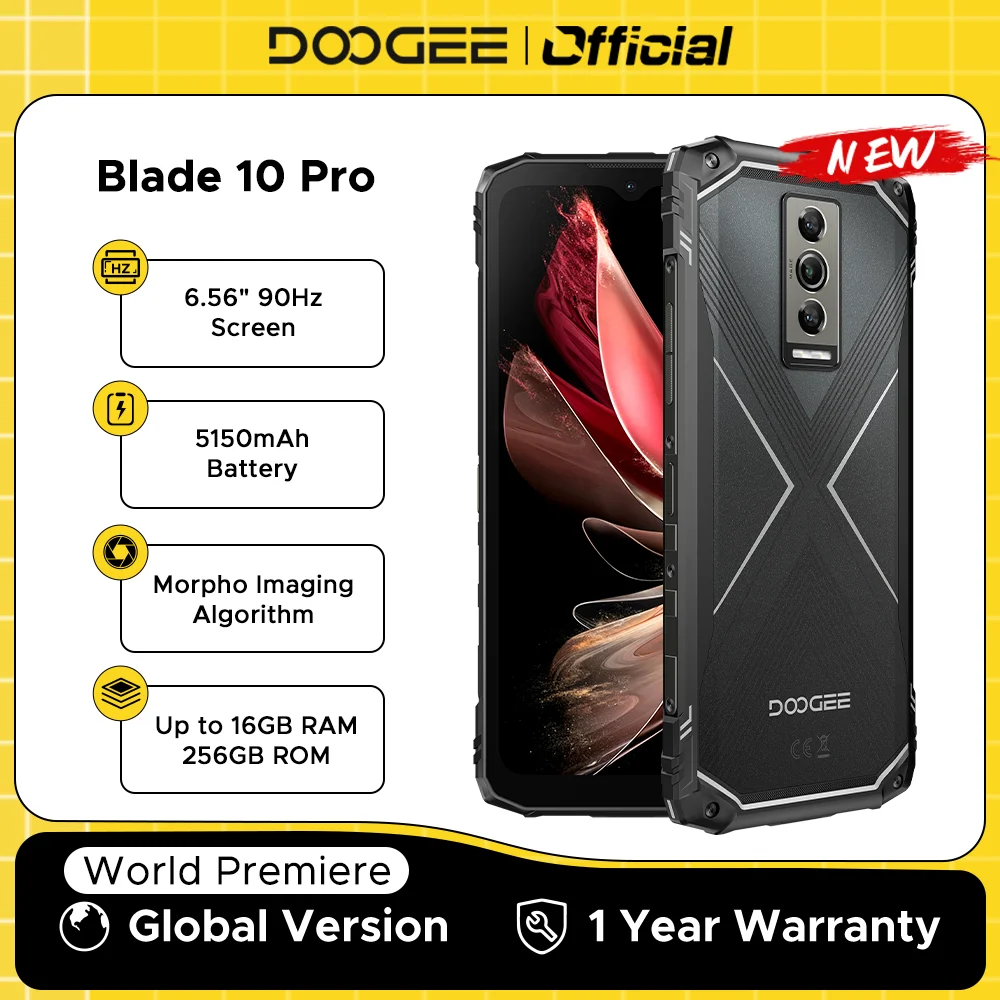 DOOGEE Blade20 Pro Rugged Phone Gemini AI Android 15 125dB Speaker 11800mAh Battery 6GB 256GB 6.6'' Screen Mobile Phon