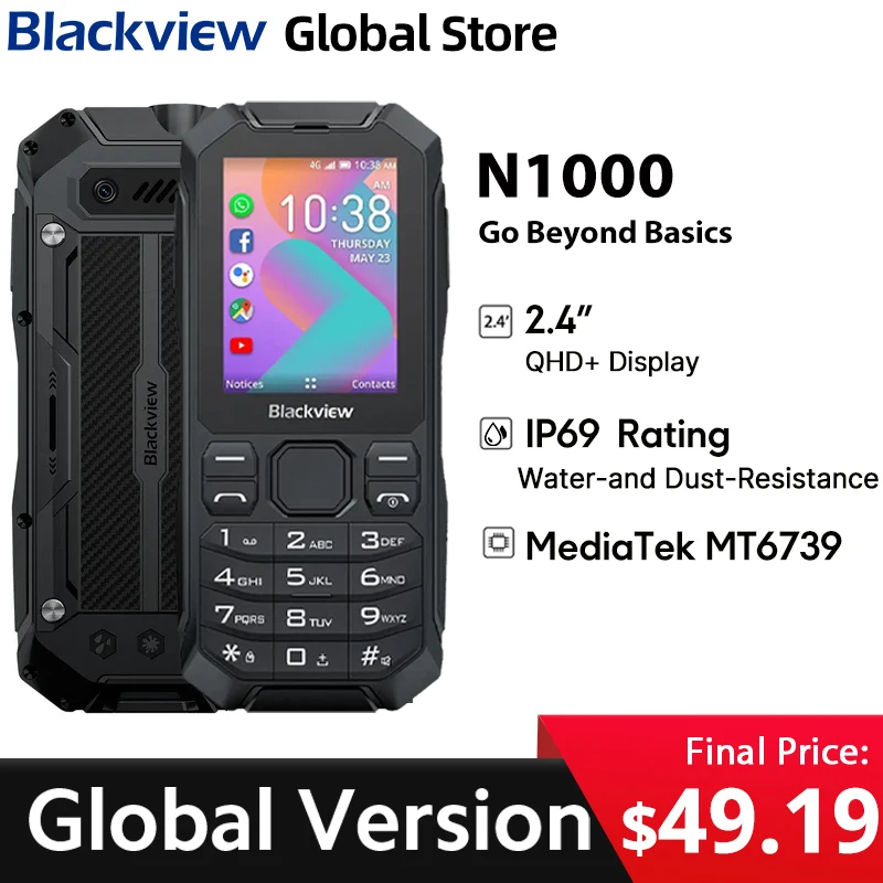 Blackview BV6200 Plus Rugged Phone 3W Ultra-loud Speaker 6.56-inch HD+ Display NFC 11000mAh 8GB 256GB Android 14 Cellphone