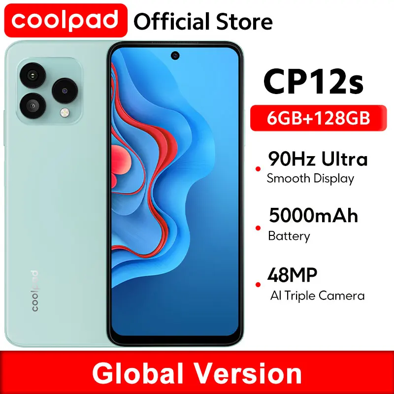 coolpad CP12s Smartphone 6GB+128GB NFC 6.79" 90Hz Fullview screen 48MP Al Triple Cameras 18W 5000mAh Battery Android 13