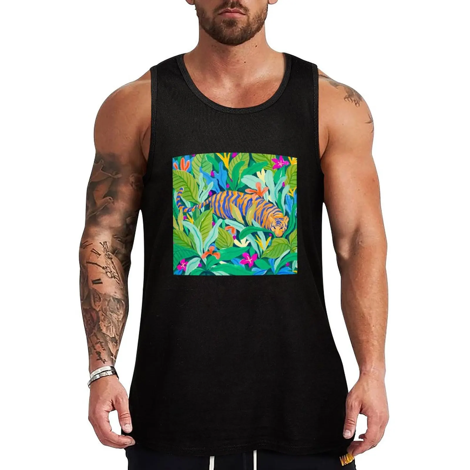 Colorful Jungle Tank Top Men gym sportswear cool things mens gym clothes sports vest