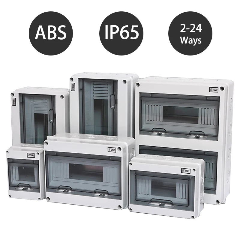 HT 2/5/8/12/15/18/24 WAY Series Junction Box PC Plastic Outdoor Electrical IP65 Waterproof Dustproof Distribution Switch Box