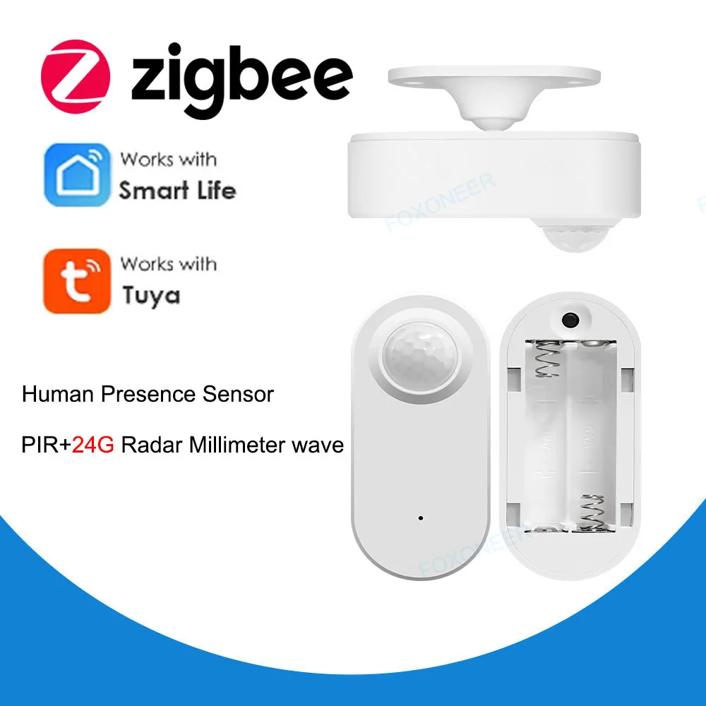Tuya Zigbee Human Presence Detector,Luminance/Distance Detection, Smart PIR Motion Sensor Support Zigbee 2mqtt Home Assistant