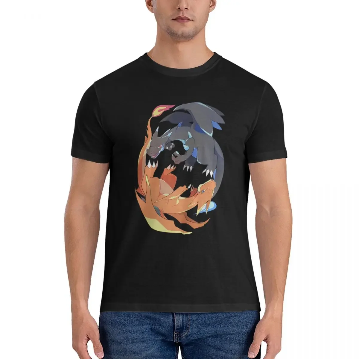 Japanese Cartoon Game Charizard T Shirts Pokemon Cotton Clothing Casual Short Sleeve Round Collar Tee Shirt Gift Idea T-Shirt