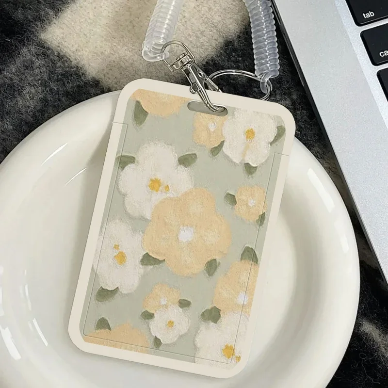 Vertical High Value Card Holder with Retractable Spring Cord Suitable for Student Campus Lanyard Cards Holder Door Card Case