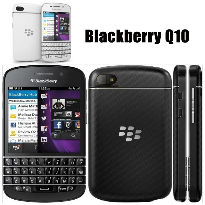 Original Unlocked Blackberry Q10 4G 3.1" Mobile Phone 2GB RAM 16GB ROM 8MP QWERTY Keyboard Dual Core BlackBerryOS Smartphon