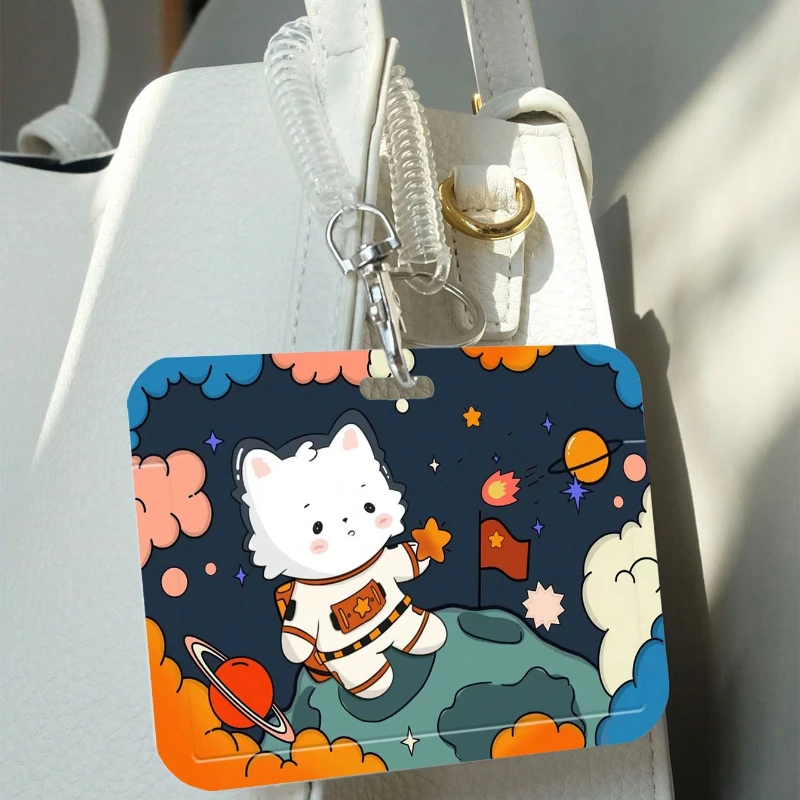 Creative Cartoon Card Holder with Retractable Spring Cord Suitable for Bank Identity Bus Card Sleeve Case Kpop Photocard Holder