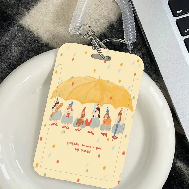 Creative Design Card Holder with Retractable Elastic Rope Suitable for Bus Campus Lunch Card Women Badge Holder Keychain Ect.