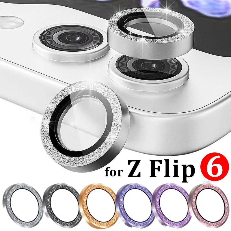 Bling Tiny Diamond Alloy Camera HD Glass Protector for Samsung Galaxy Z Flip 6 Flip6 ZFlip6 Glitter Metal Lens Ring Cap Locator
