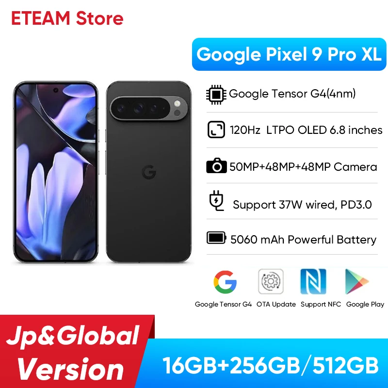New 2024 Google Pixel 9 Pro XL Google Tensor Android 14 Smartphone 6.8" Actua Display 5060mAh Battery NFC Pixel 9Pro XL Pix
