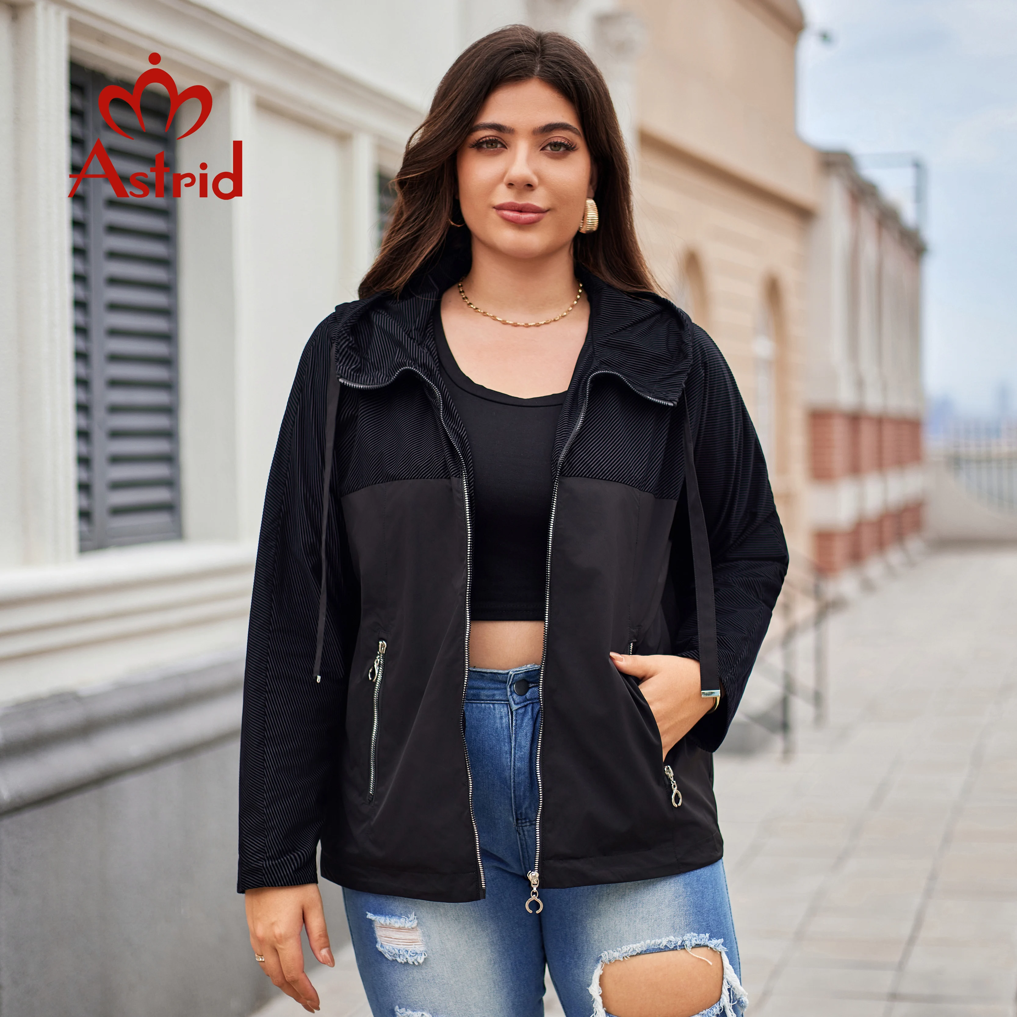 Astrid New Women's Trench Coat Women Jacket Plus Size Hooded Windbreaker Lady Casual Overcoat Female Outerwear Spring 2024 
