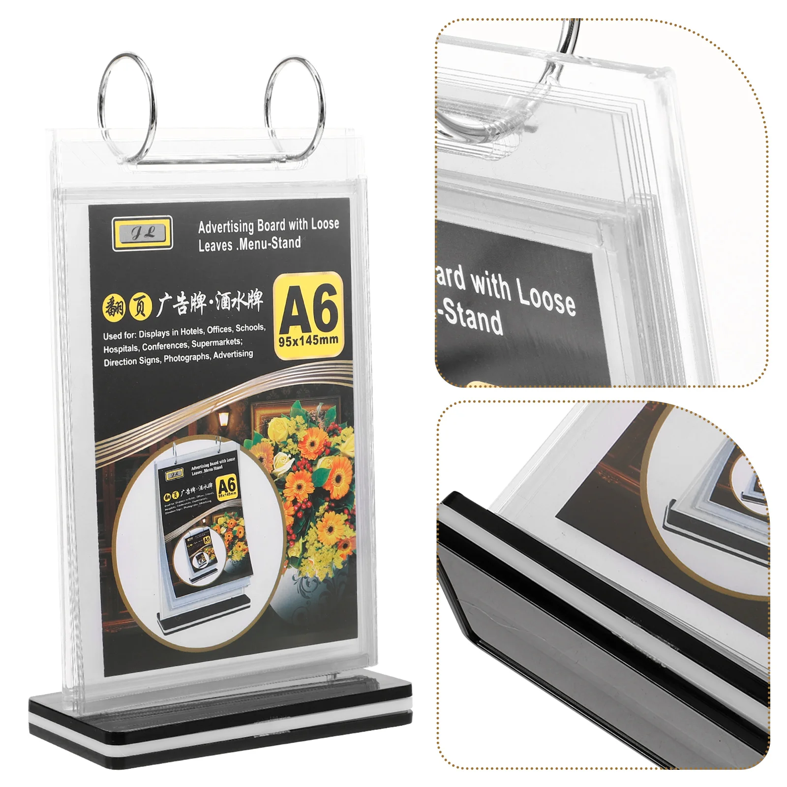 Display Stand PVC Loose-leaf Menu Card Clear Shelf Sign Holder Holders Table Vertical Desktop Rack Poster