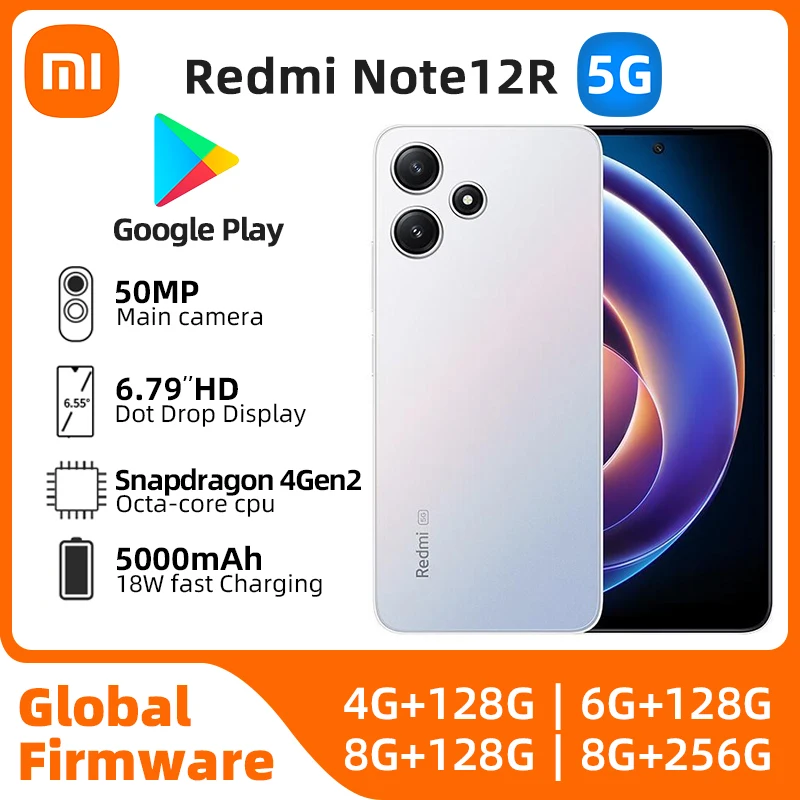 Redmi Note 12R 5G 256GB CPU Qualcomm Snapdragon 4 gen2 Display 50MP Triple Camera 5000mAh used phone
