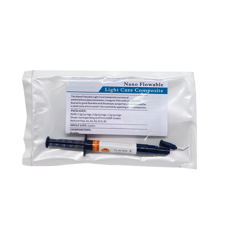 1pcs/5pcs/10pcs Dental Composite A3.5 Resin Flowable Light Curing Refill Syringe Delivery Tips Etch Gel Bonding 2.5g