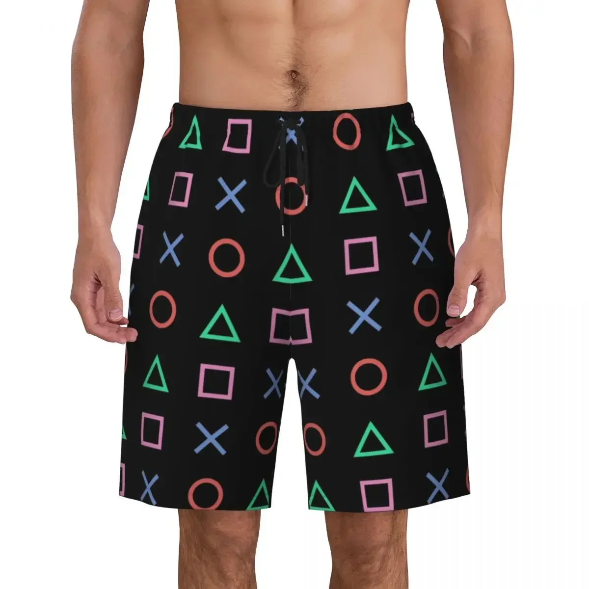 Custom Classic Controller Buttons Swim Trunks Men Quick Dry Board Shorts Video Game Lover Bathing Suits Boardshorts