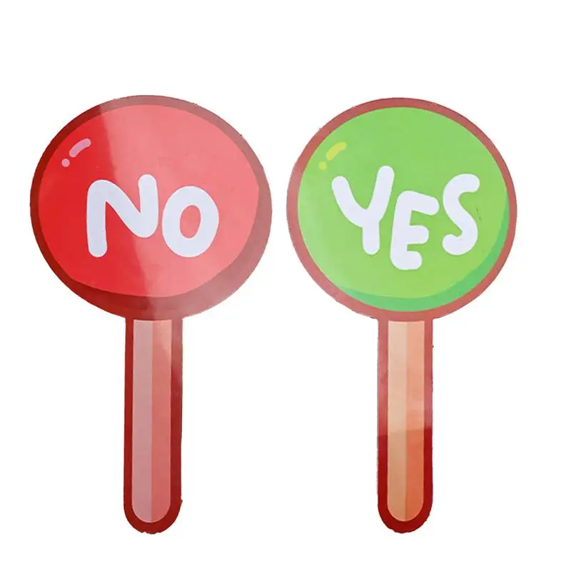 Yes No Hand Signs 2X Auction Paddles Quick Response Signs Reusable True False Paddles For Teacher Student Interaction