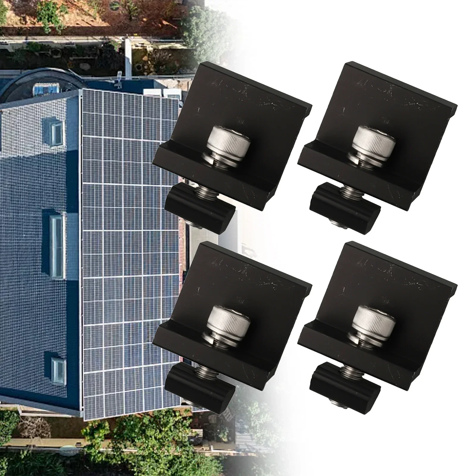 10Pcs Solar Panel Mounting Fixing Clamp Adjustable Z Bracket Metal End Clamp PV Panel Clip For Solar System Install Accessories