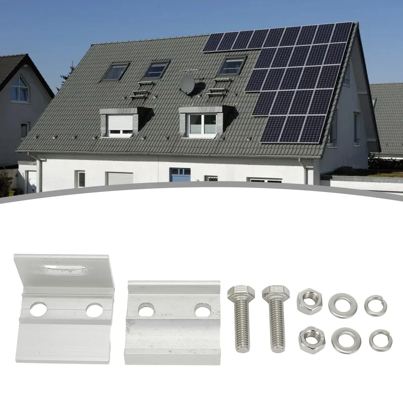 1pc PV Solar Module Racking Aluminum Alloy Standing Clamps Fixing Horizontal Mounted Roof Mounting Photovoltaic Accessories