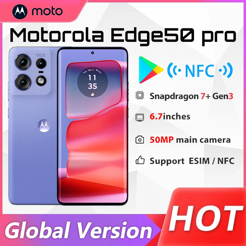 Global Version Motorola Moto Edge 50 pro 5g 6.7'' Mobile Phone 50MP Camera Snapdragon® 7 Gen 3 125W Fast Charger