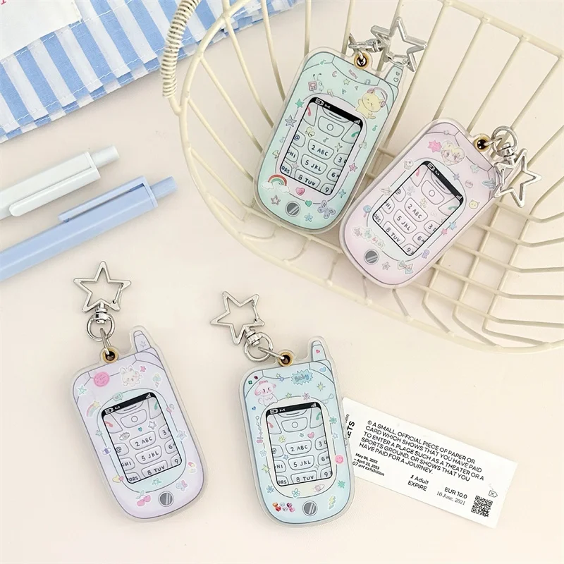 1 Inch Card Photo Acrylic Photocard Holder Photo Frame Holder Mini Phone Shape Kawaii Mobile Phone Photocard Holder