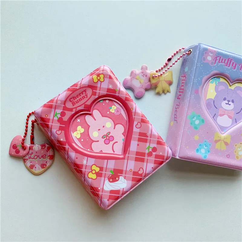 Ins Style Cute Bear Cherry Rabbit 3 Inch Album Photo Photocards Holder Star Beans Binder Album Small Card Storage Booklet
