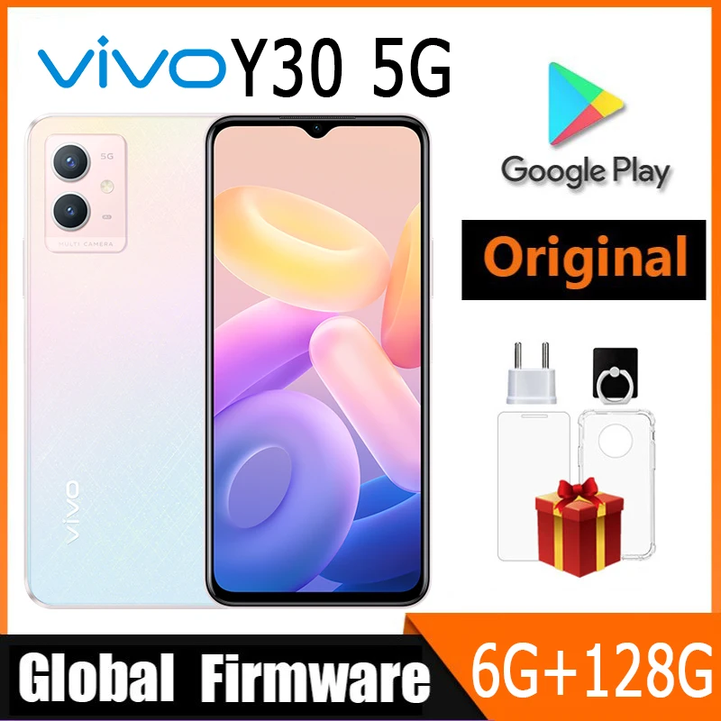 Vivo Y30 5G Smartphone Global firmware CPU MTk Dimensity 700 18W fast charging 6GB RAM 128GB ROM 5000mAh Fingerprint
