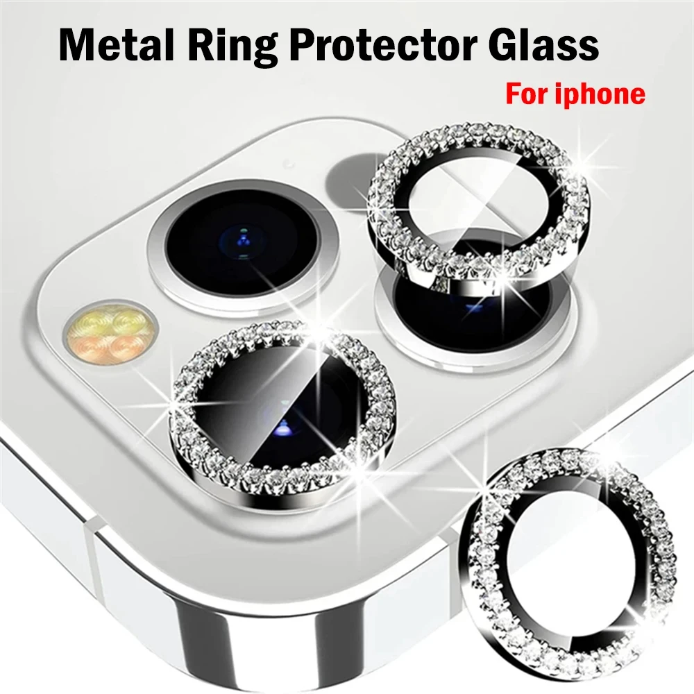 Diamond Glitter Camera Lens Protector For iPhone 13 14 15 Pro 11 12 Pro Max Lens Tempered Glass For iPhone 13 12 Mini 14 15 Plus
