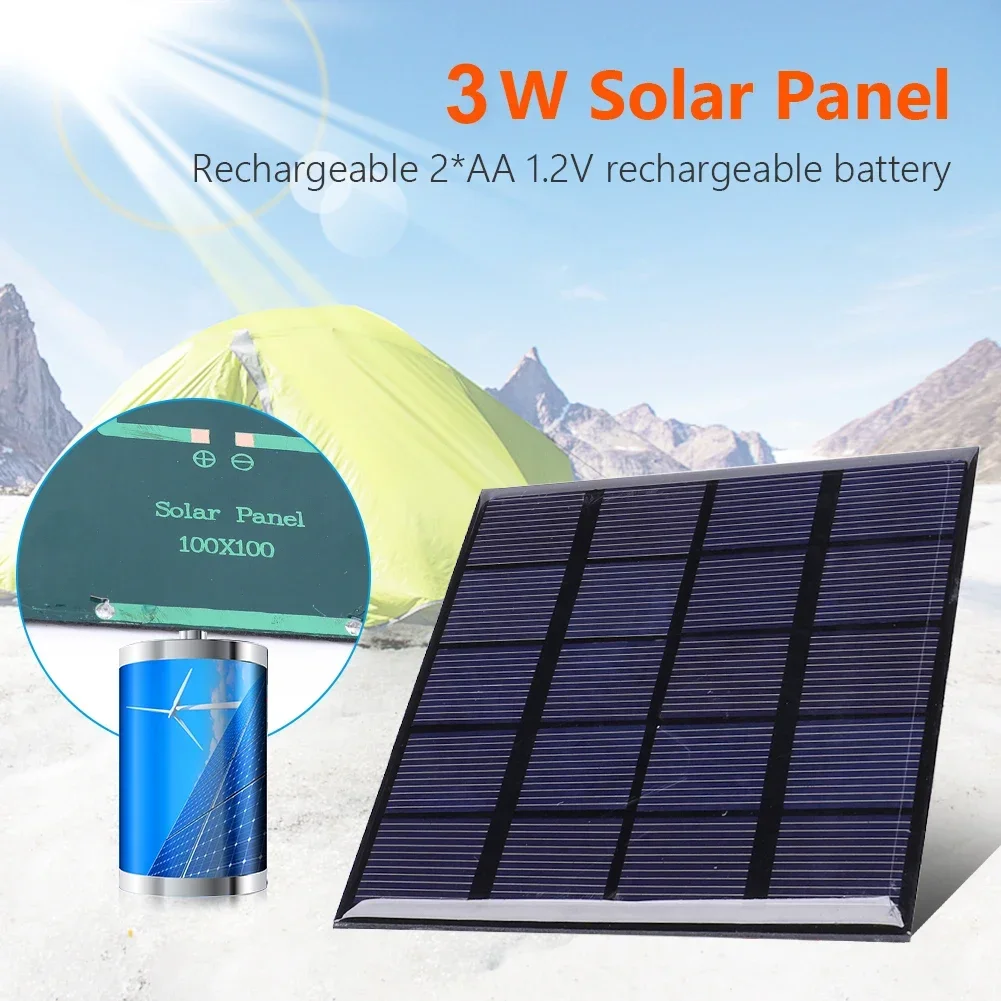 Outdoor Solar Panel 3W 5V Portable Fast Charger Polycrystalline Solar Panel For Solar Street Lights 100*100mm 0-240MA