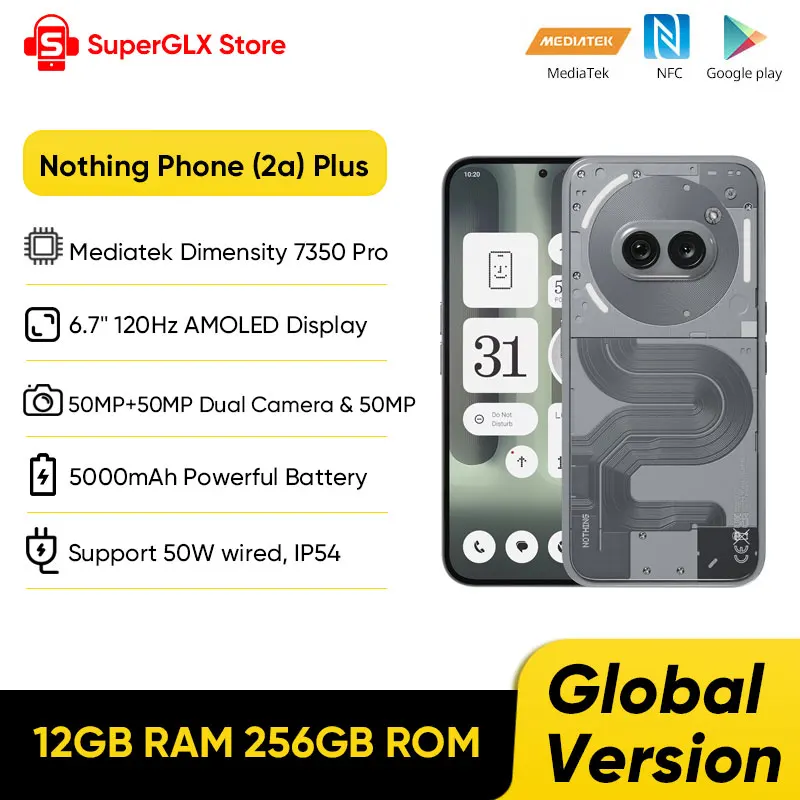 Global Version Nothing Phone 2a Plus MediaTek Dimensity 7350 Pro 5G 6.7"120Hz AMOLED Flexible 50MP Front Camera 5000mAh NFC