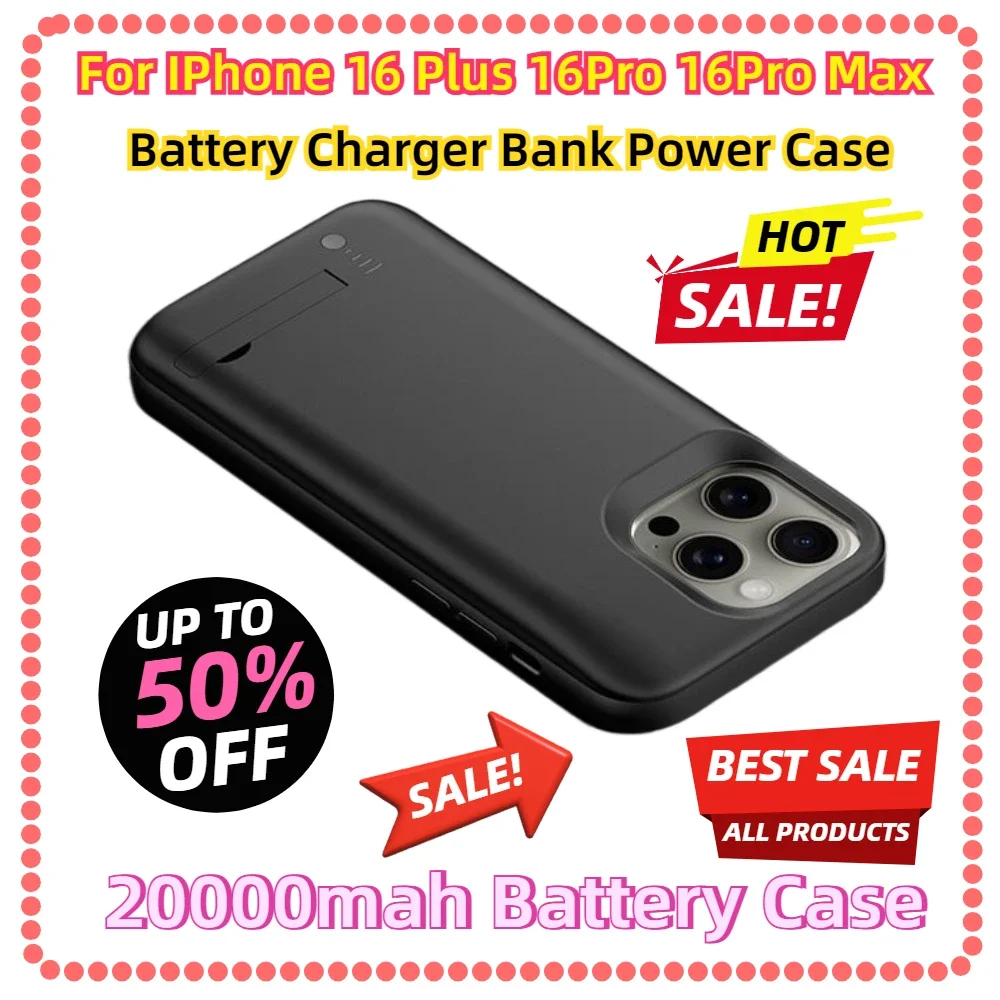 For IPhone 16 Plus 16Pro 16Pro Max Battery Charger Bank Power Case 20000mah Battery Case
