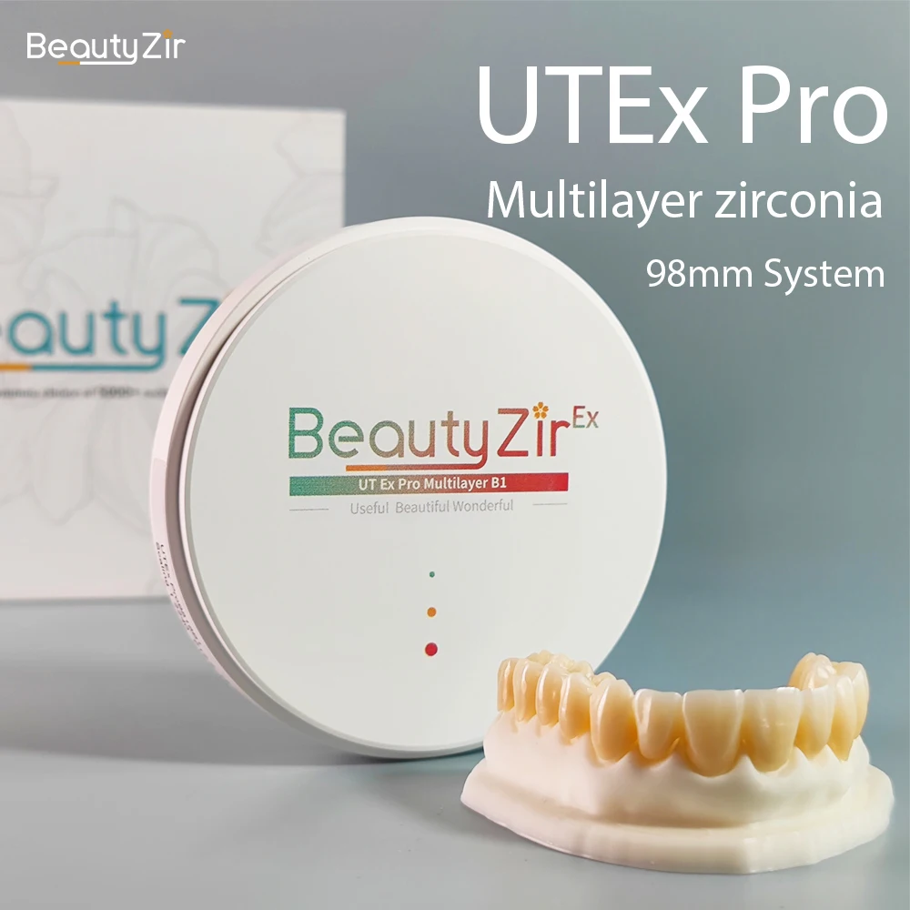 Beautyzir translucent zirconia UTEx Pro 98mm System thicknesses 20-30mm Dental Zirconia Discs Best Aesthetic Effect