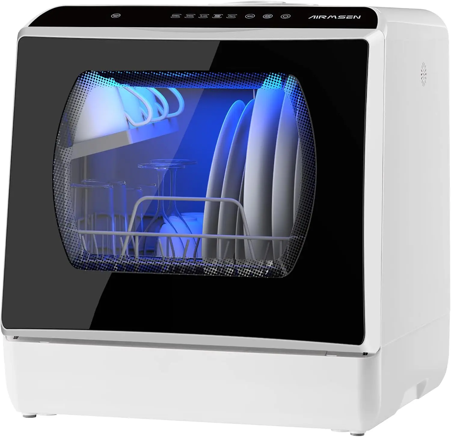Portable Countertop Dishwashers, 5 Washing Programs Mini Dishwashers with 5 L Built-in Water Tank and Double-layered Glass Door