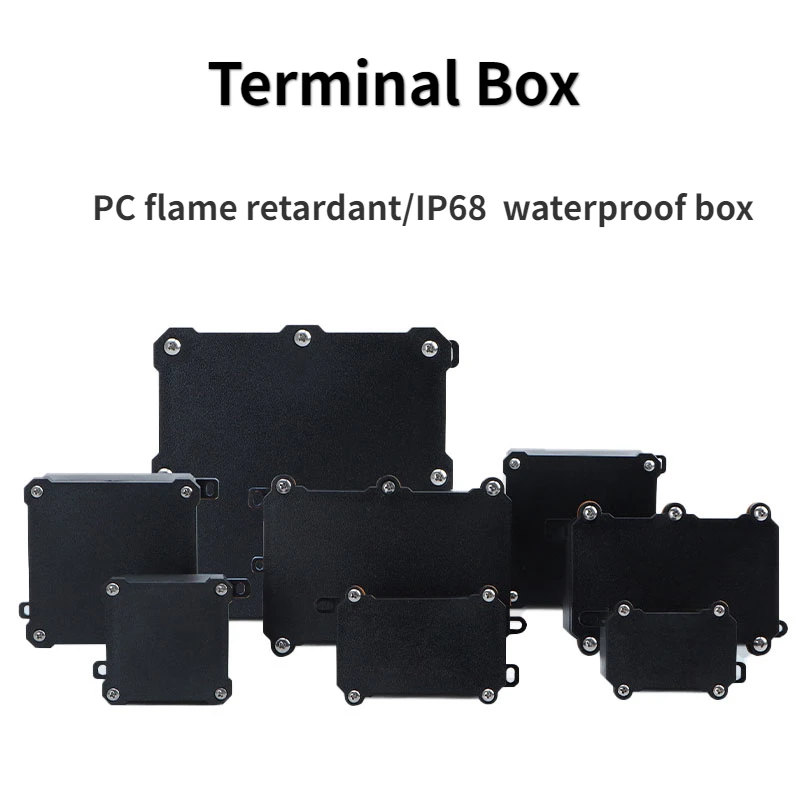 IP68 Waterproof Electrical Juction Box PC Antiflaming Black Enclosure To Protect Underground Light Circuit Board Protection Case