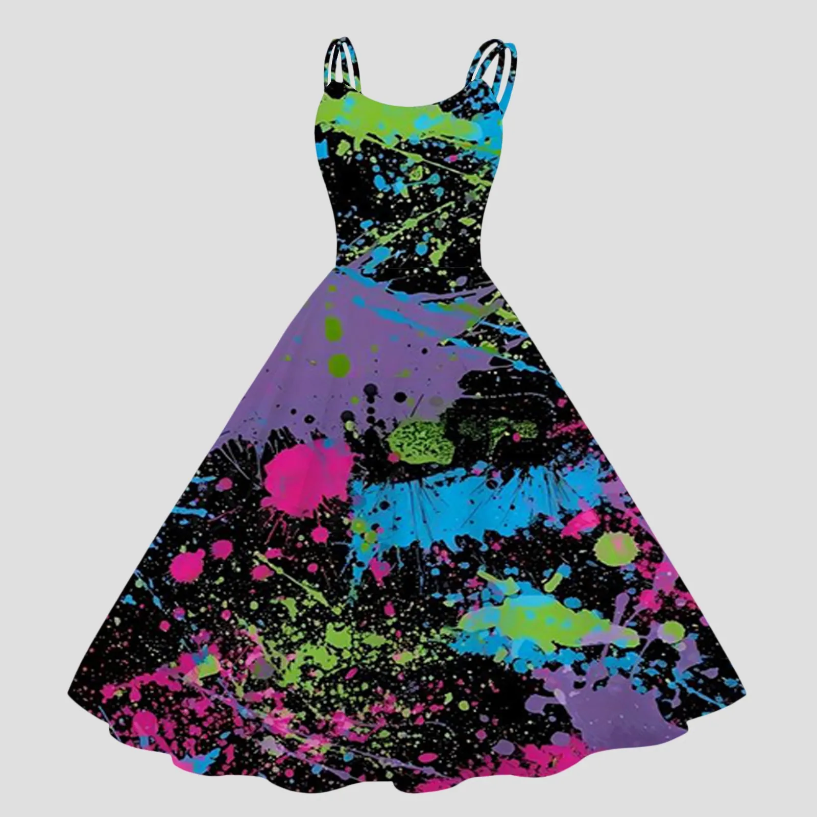 Vintage Cocktail Dresses For Women Sleeveless Knee Length Retro A Line Swing Prom Cotton Dress Halloween Cosplay Costume Dress