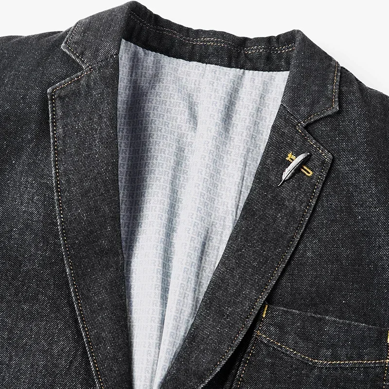 M-4XL Denim Blazer Men Jacket Cotton Autumn Spring Fashion Male Clothes Slim Fit Business Jean Coats Men Casual Suits MY189