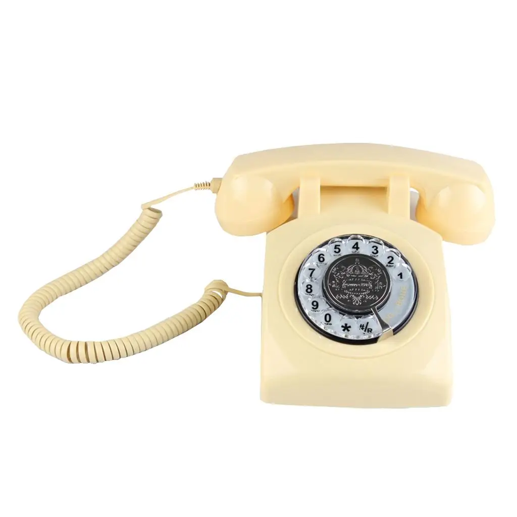 1970' Retro Old Fashioned Rotary Dial Telephone Corded Desk