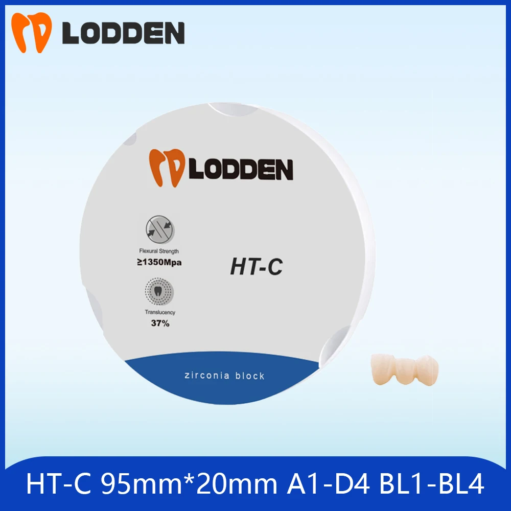 LODDEN Dental Zirconia Block HT-C 95mm*20mm Dental Lab CAD CAM Roland Milling Machine Dental Materials