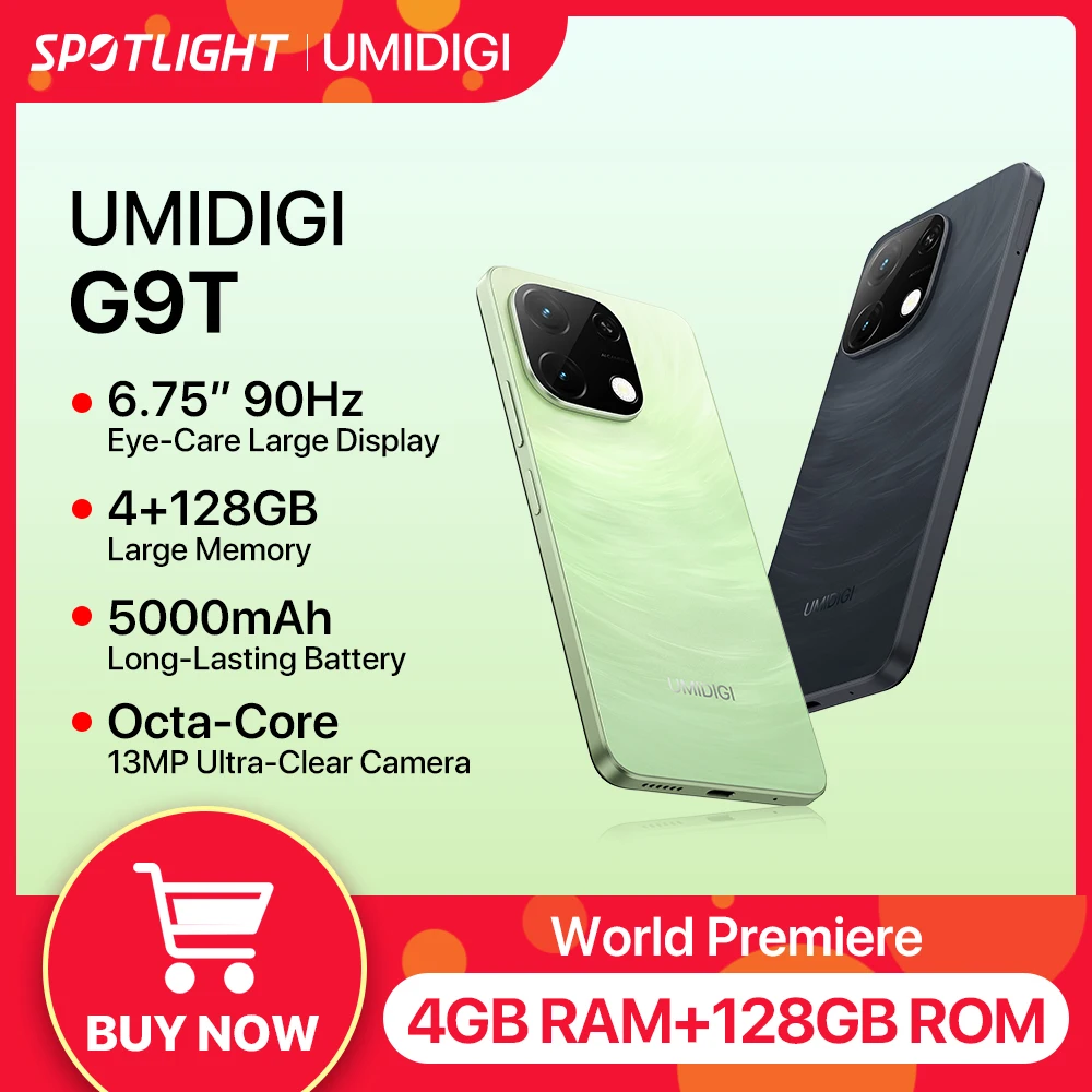 [World Premiere] UMIDIGI G9T Android 14 Smartphone UNISOC T606 128GB 6.75” Water Drop HD+ Display 13MP Camera 5000mAh Battery