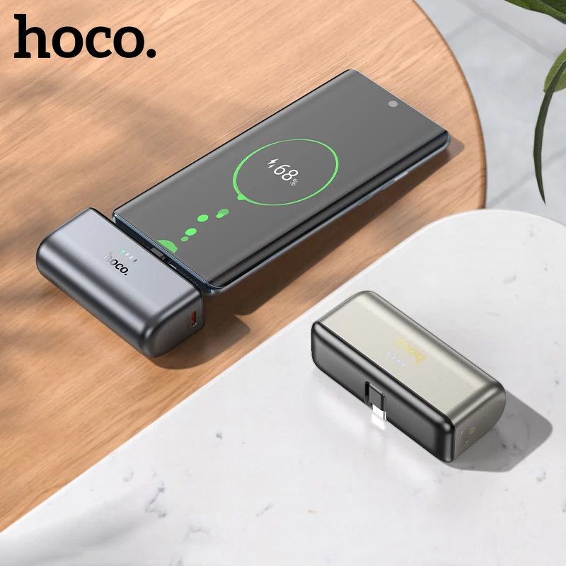 HOCO Mini 5000mAh PD20W Power Bank Fast Charging For iPhone 15/16 Pro Max With USB C Plug Portable Extra Battery For Samsung S22