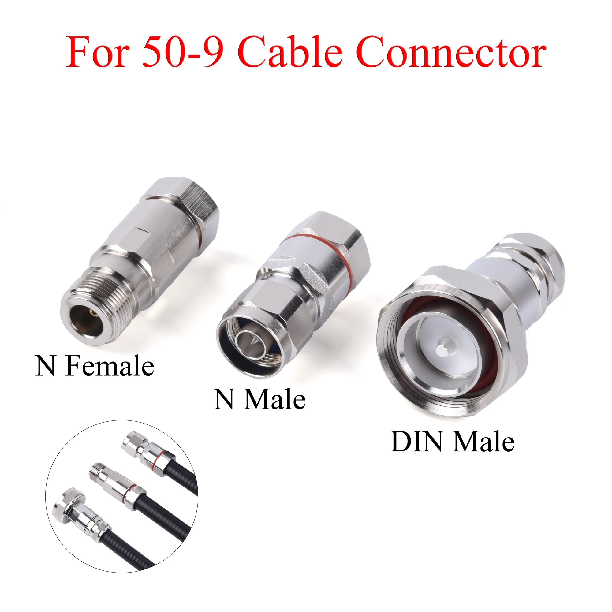 RF Coaxial Connector N Female Jack / N Male Plug / DIN Male Plug Socket Clamp Adapter Use For 50-9/1/2"S Cable