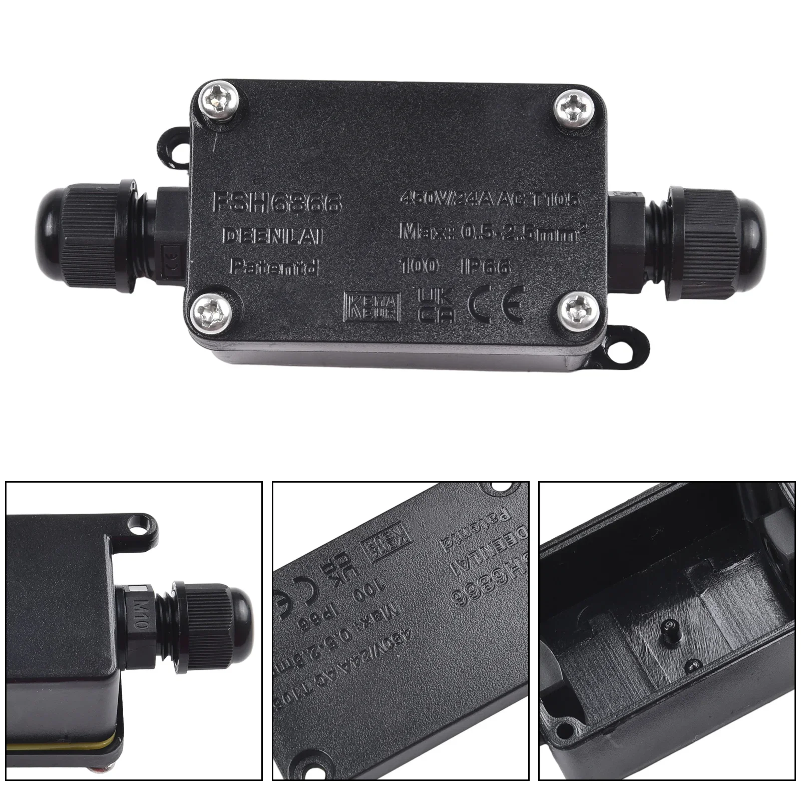 Box Junction Box 240-450V IP65 Cable Connector Waterproof Junction Box 2 Ports For Home High-quality Practical