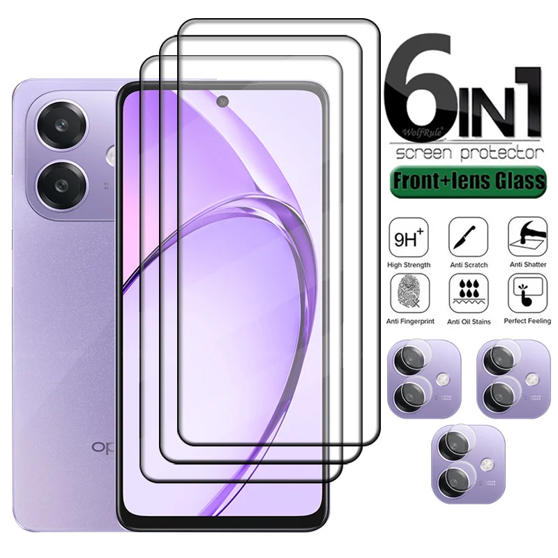 6-in-1 For OPPO A40m Glass OPPO A40m Tempered Glass Protective 9H HD Full Glue Phone Screen Protector For OPPO A40m Lens Glass
