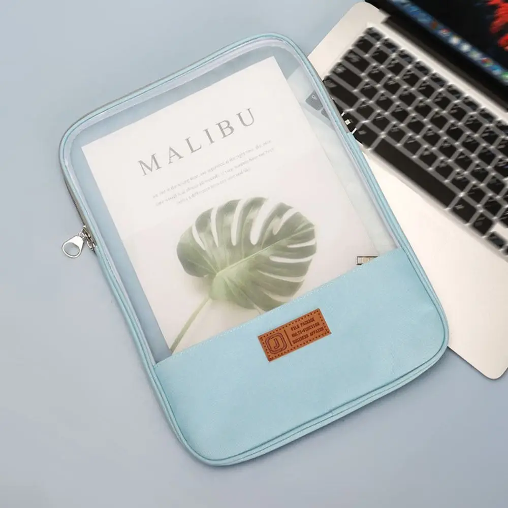 A4 Nylon Mesh Storage Bag Zipper Transparent File Folder Bag Large Capacity Multifunctional Stationery Organizer Pouch Student