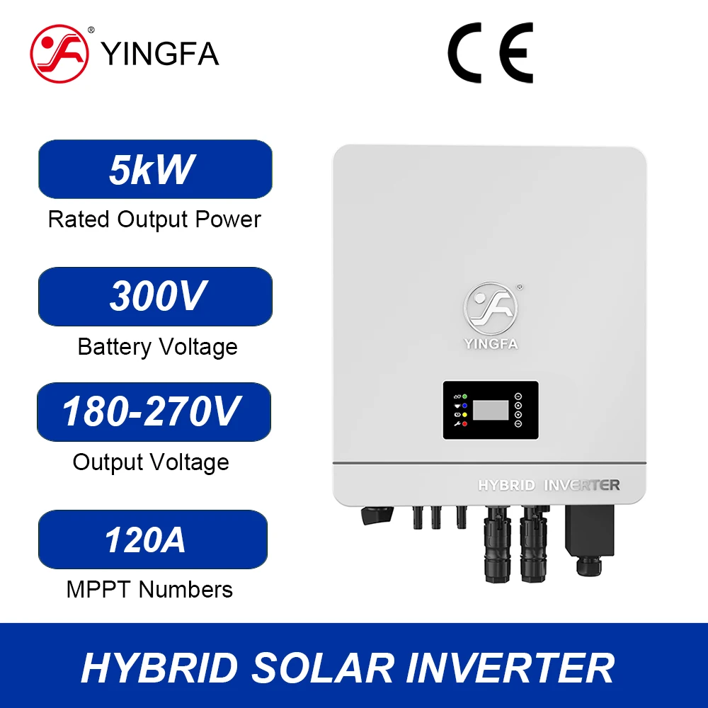 YINGFA 5000W 3 Year Warranty European Standard High Voltage 300V Single Phase IP65 Solar Hybrid Inverter With 2PCS MPPT