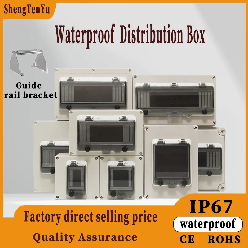 Circuit Breaker 2/3/4/5/6/8/10/12/13/16/18 Way IP66 Waterproof Electrical Distribution Box PC ABS Plastic MCB Power Junction Box