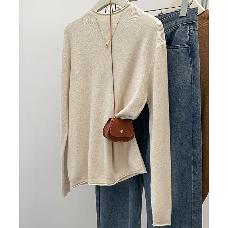 Plus Size Women's Clothing 2024 Autumn Collection New Knitted Sweater for Chubby Girls, Fashionable and Versatile Base Swea